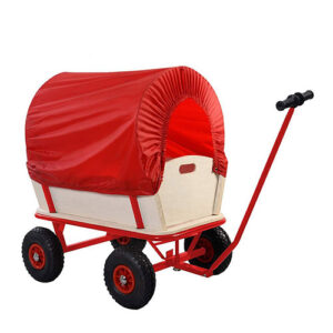 Wooden Wagon with Sun Shade Cover