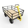 Black steel garden wagon angle view